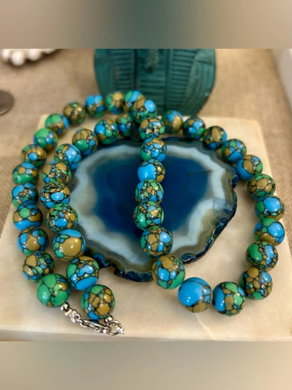 Sea Sediment Jasper Round Beaded Necklace w/Sterling Clasp - Picture 10 of 17